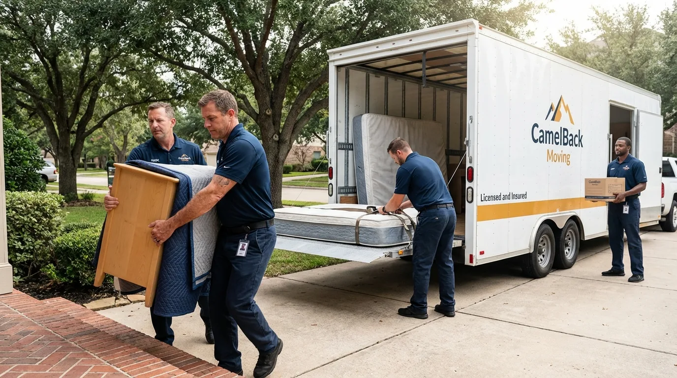 Crew loading residential truck for cross-state move from Hiawatha, IA