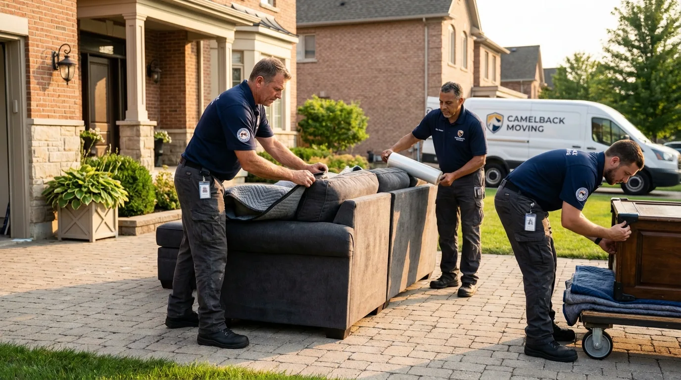 Large estate moving crew wrapping furniture in Hiawatha, IA