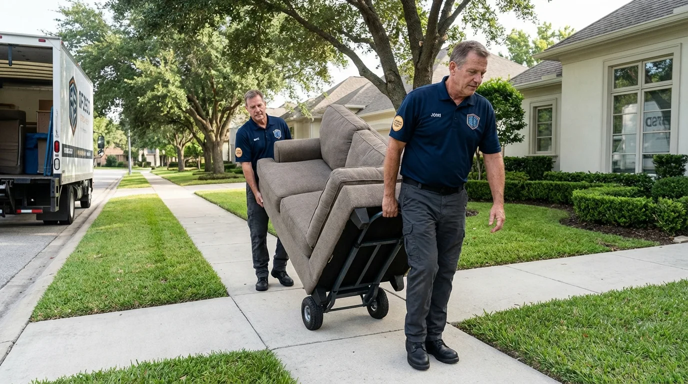 Local residential moving crew loading furniture in Hiawatha, IA