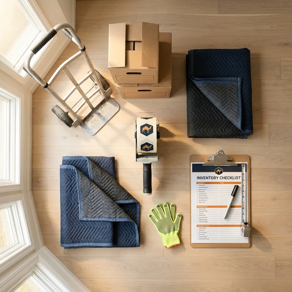 Professional moving supplies and packing materials layout for Hiawatha residential relocations